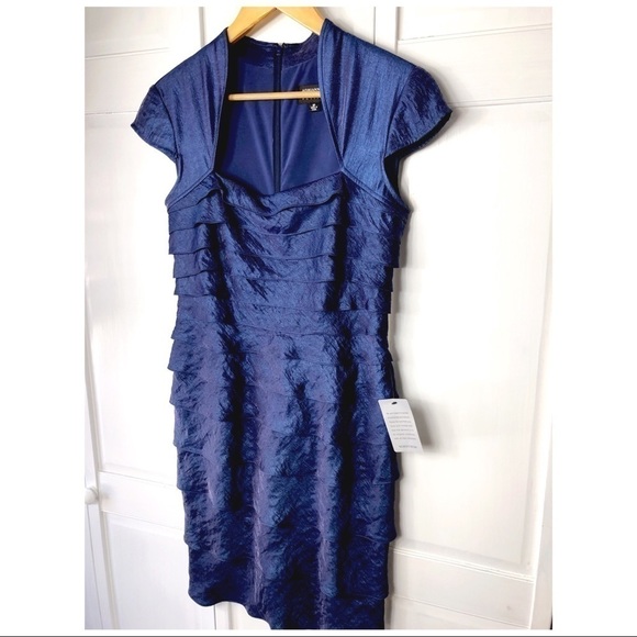 ADRIANNA PAPELL COCKTAIL Ruffle Organza Dress Size 8P 0700 - Picture 4 of 9